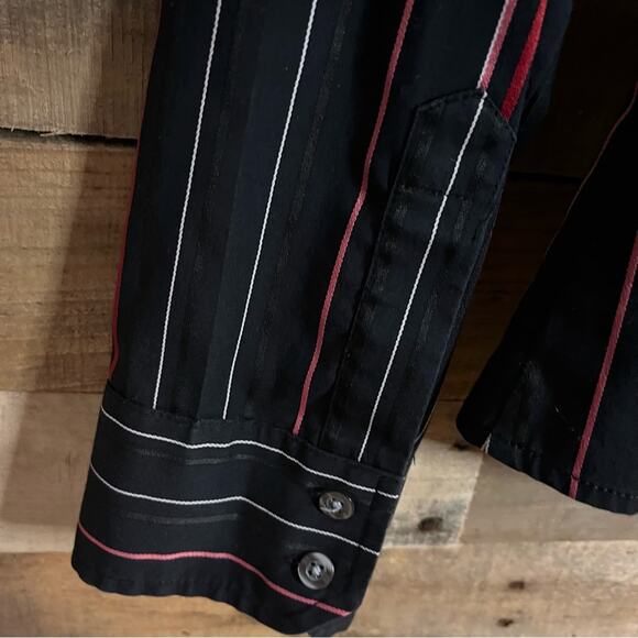 New York & Company Stretch Black And Pink Button Down Size Large - Picture 5 of 10